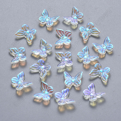 Прозрачные брызги окрашенные стеклянные подвески, с покрытием AB цвета, бабочка