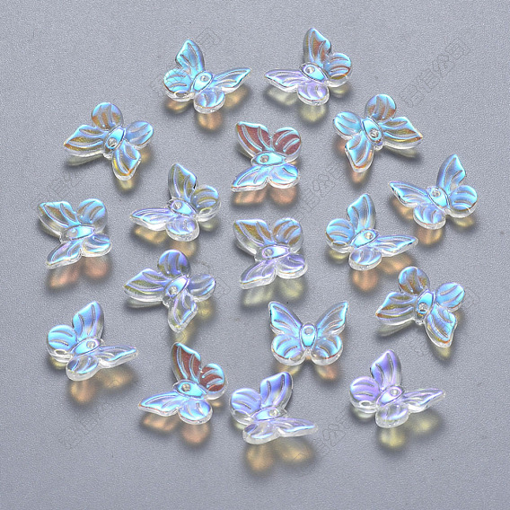 Прозрачные брызги окрашенные стеклянные подвески, с покрытием AB цвета, бабочка