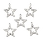 Alloy Rhinestone Pendants, Platinum Tone Hollow Out Star Charms