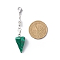 Cone Gemstone Pendulum Pendant Decorations, with Synthetic Hematite Beads, Lobster Clasp Charms, Clip-on Charms, for Keychain, Purse, Backpack Ornament, Witch Craft Supplies