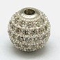 Round 925 Sterling Silver Beads, with Micro Pave Cubic Zirconia