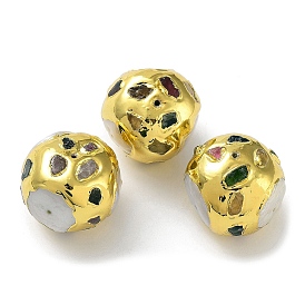 Perles de jade teintes naturelles, avec des accessoires en laiton doré et une perle keshi naturelle, plaqué longue durée