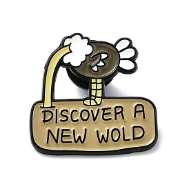 Word Discover A New Wold Enamel Pin, Ostrich Alloy Badge for Backpack Clothes, Electrophoresis Black