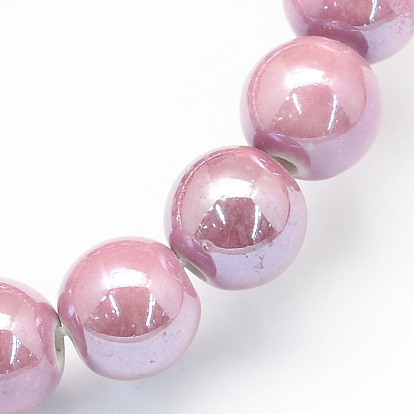 Perles rondes nacrées de porcelaine à la main