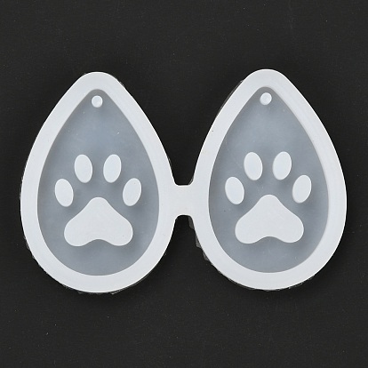 DIY Pendant Silicone Molds, Resin Casting Molds, Clay Craft Mold Tools, Teardrop with Dog Paw Prints