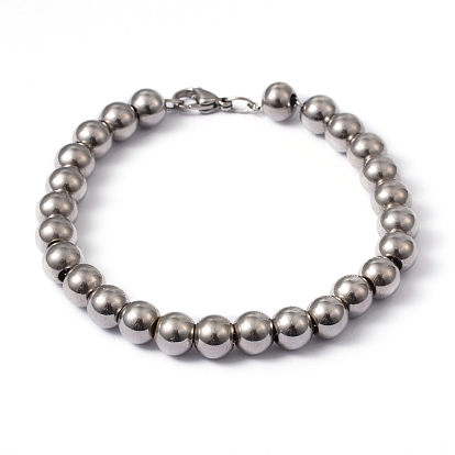 304 Stainless Steel Ball Chain Bracelets, with Lobster Claw Clasps, 205mm