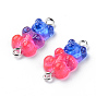 Transparent Resin Links, with Glitter Powder and Platinum Tone Iron Loops, Bear
