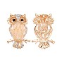 Rack Plating Alloy Crystal Rhinestone Cabochons, with Resin, Cadmium Free & Lead Free, Light Gold, Owl