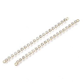 Brass Micro Cubic Zirconia Chain Links Connectors, Nickel Free, Real 18K Gold Plated, Cubic Zirconia Cup Chain