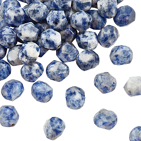 Olycraft 2 brins brins de perles de jaspe à points bleus naturels, étoiles coupées perles rondes, facette