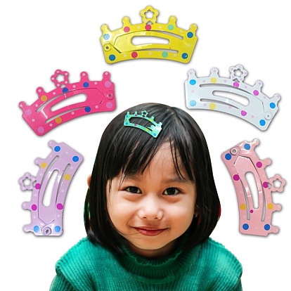 Baking Painted Hair Accessories Iron Snap Hair Clips, for Children, Crown