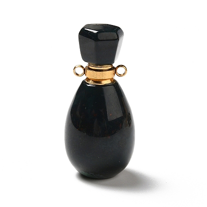 Colgantes de botellas de perfume de jaspe natural del océano, con los hallazgos de acero inoxidable de tono dorado, dije difusor de aceite esencial, para la fabricación de la joyería
