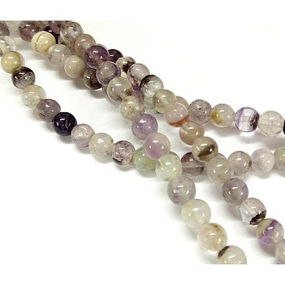 Violettes fluorite rangées de perles rondes naturelles