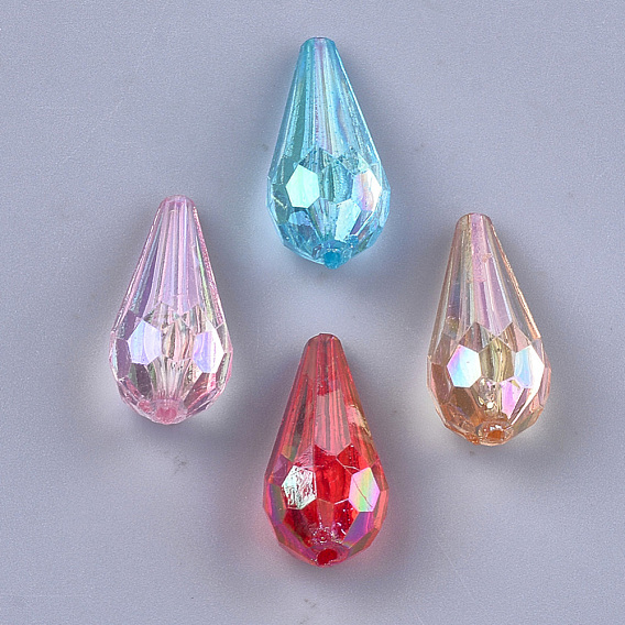 Perles acryliques transparentes, couleur ab , facette, larme
