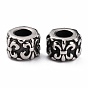 304 Stainless Steel European Beads, Large Hole Beads, Column with Fleur De Lis