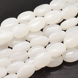 Jade blanc naturel rangées de perles ovales, 14x10x6mm, Trou: 1mm, Environ 29 pcs/chapelet, 15.74 pouce