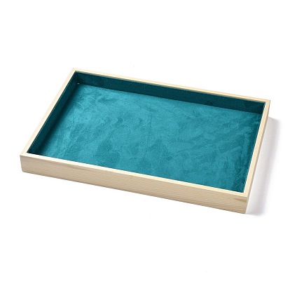 Cajas de exhibición de joyería de madera plana, cubiertos con terciopelo, Rectángulo