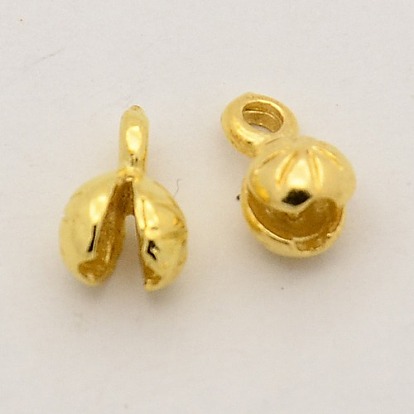 Brass Bead Tips, Calotte Ends, Clamshell Knot Cover, 8.5x4x4.5mm, Hole: 1mm