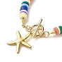 Marine Organism Theme Charm Bracelet, Polymer Clay Heishi Beads Bracelet, Surfering Bracelet for Beach Vacation, Golden