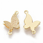 Brass Connector Charms, Textured, Nickel Free, Butterfly