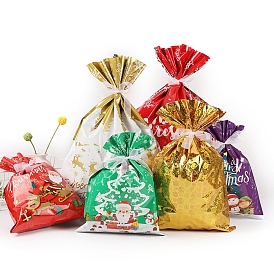 PE Plastic Baking Bags, Drawstring Bags, with Ribbon, for Christmas Wedding Party Birthday Engagement Holiday Favor