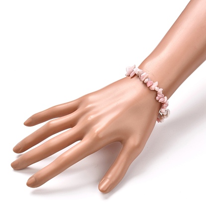 Natural Pink Opal Chip Beads Stretch Bracelets
