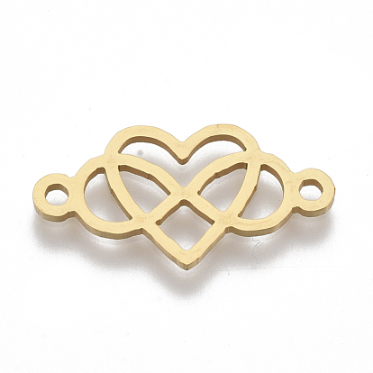201 Stainless Steel Links Connectors, Laser Cut Links, Heart with Infinity