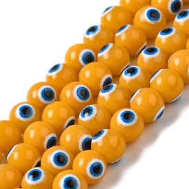 Perles de verre peintes à patisserie, ronde avec le mauvais œil
