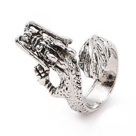 Dragon Wide Band Rings for Men, Punk Alloy Cuff Rings