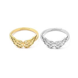 304 Stainless Steel Hollow Wings Adjustable Ring for Women