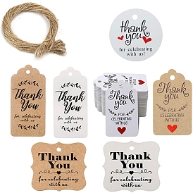 Étiquettes-cadeaux suspendues en papier sur le thème de Thanksgiving, avec corde de chanvre
