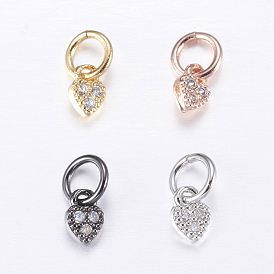 Brass Micro Pave Cubic Zirconia Charms, Heart