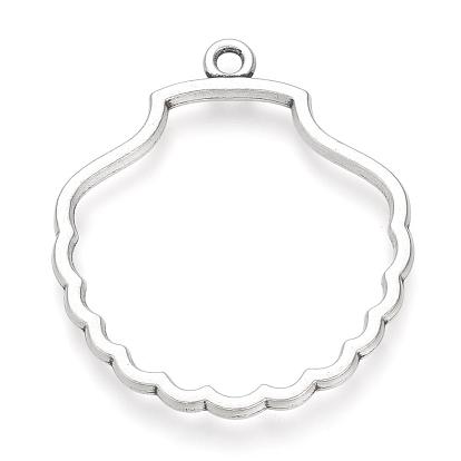 Alliage de style tibétain ouvert lunette pendentifs, sans cadmium et sans plomb, pour diy uv résine, une résine époxy, Bijoux à fleurs pressées, coquille creuse