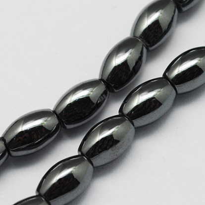 Magnétiques synthétiques perles d'hématite brins, Grade a, ovale
