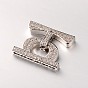 Brass Micro Pave Cubic Zirconia Fold Over Clasps, Cadmium Free & Lead Free, 25x20x4mm, Hole: 23x1.5mm