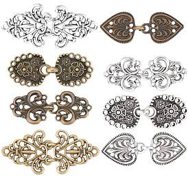Gorgecraft 8 Sets 4 Style Alloy Hook Button and Alloy Interlocking Clasps, for Garment Accessories