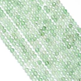 Vert fraise quartz brins de perles naturelles, facette, ronde