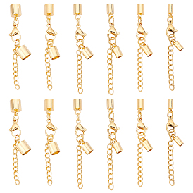 12 Sets 6 Size Unicraftale 304 Stainless Steel Chain Extender, with Cord Ends and Alloy Lobster Claw Clasps