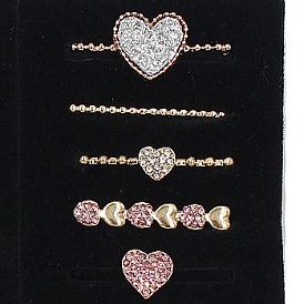 Heart Alloy Rhinestones Watch Band Charms Set, Valentine's Day Watch Band Decorative Ring Loops