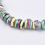 Handmade Porcelain Beads, Round with Candy Strip