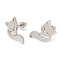 304 Stainless Steel Stud Earrings, Fox