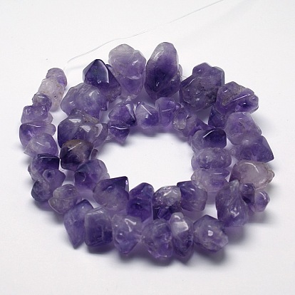 Polished Natural Nuggets Amethyst Beads Strands, 8~26x8~23x8~23mm, Hole: 1mm, about 42pcs/strand, 16 inch