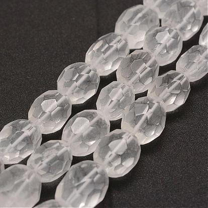 Natural Quartz Crystal Beads Strands, Rock Crystal Beads, Faceted, Oval