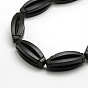 Brins de perles de pierre noire ovale naturelle, 34x12mm, Trou: 1mm, Environ 12 pcs/chapelet, 16.1 pouce