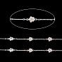 Cadenas de eslabones de estrella de latón, con cuentas de circonita cúbica transparente, sin soldar, con carrete