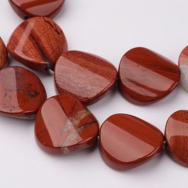 Natural Red Jasper Bead Strands, Twist Round, 16x6mm, Hole: 1mm, about 24pcs/strand, 15.4 inch