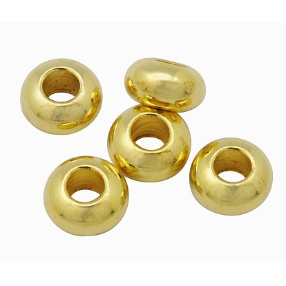 Brass Beads, Spacer Beads, Rondelle, 7x3.8mm, Hole: 3mm
