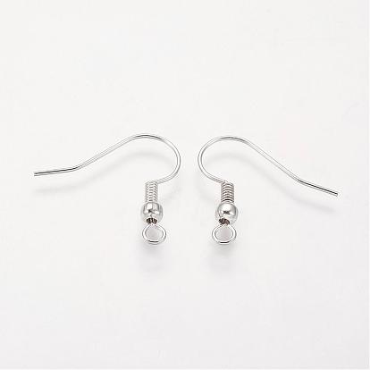 Brass Earring Hooks, Ear Wire, with Horizontal Loop, 19mm, Hole: 1.5mm, 21 Gauge, Pin: 0.7mm