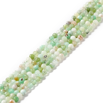 Brins naturels de perles de chrysoprase, facette, ronde