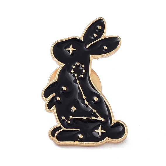 Кролик эмалевый штифт, милая брошь из сплава животных с эмалью для рюкзака, одежды, золотой свет